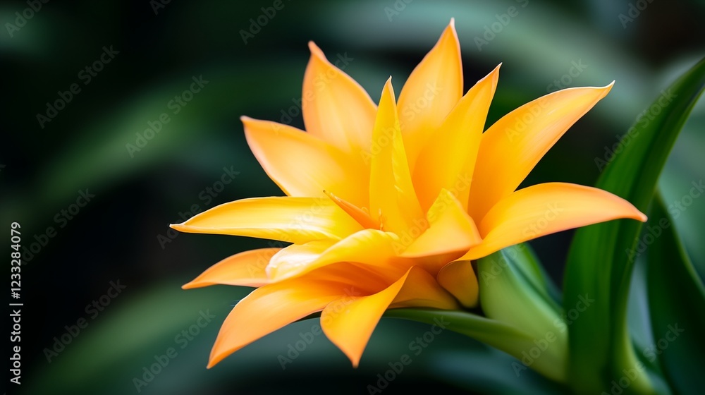 Obraz premium A yellow flower with a green stem