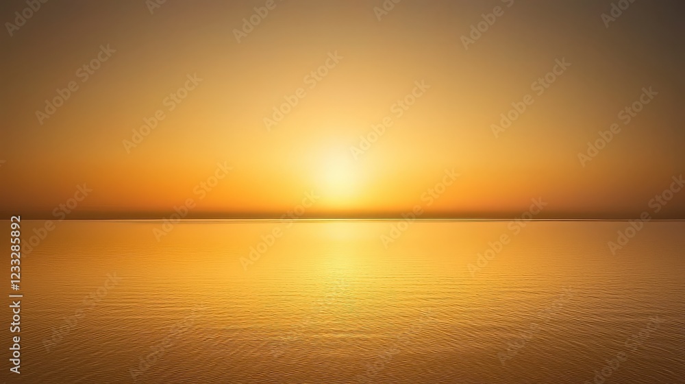 Serene Golden Sunrise Over Calm Water with Gentle Waves Serene Golden Sunrise Over Calm Water with Gentle Waves