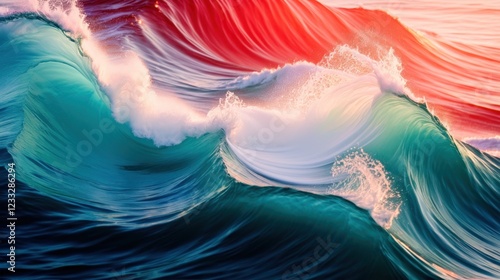 Lively blue and orange tones intertwining in a fluid-like texture 