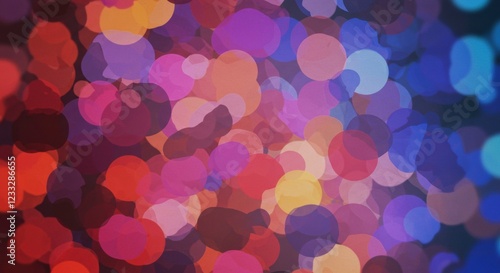 Abstract Circular Pattern: A vibrant and energetic abstract background design featuring overlapping colorful circles in shades of red, orange, yellow, blue, purple, and pink.