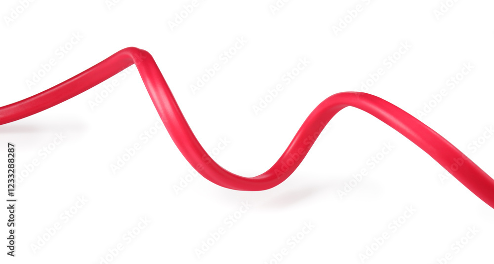 One red electrical wire isolated on white One red electrical wire isolated on white