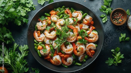 Wallpaper Mural Shrimp Stir Fry with Peas and Sweet Potatoes Torontodigital.ca