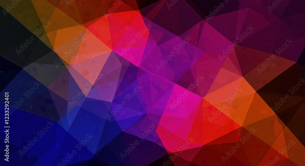 Abstract Geometric Background: Vivid, overlapping triangles in vibrant hues of red, purple, blue, and orange create a dynamic, abstract mosaic with a mesmerizing depth. Abstract Geometric Background: Vivid, overlapping triangles in vibrant hues of red, purple, blue, and orange create a dynamic, abstract mosaic with a mesmerizing depth.