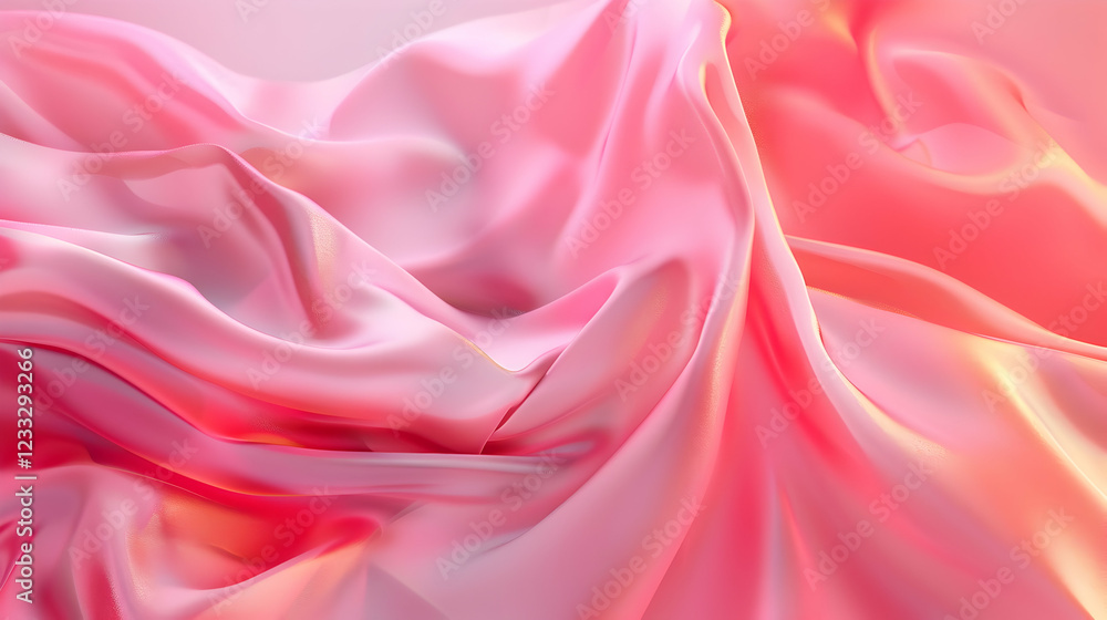 Fototapeta premium A flowing fabric in shades of pink, creating a soft and elegant visual texture.