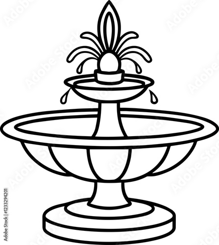 water fountain outline vector illustration