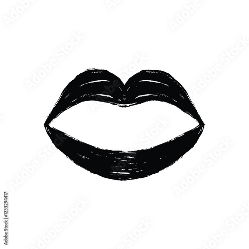 A bold black painted image of lips