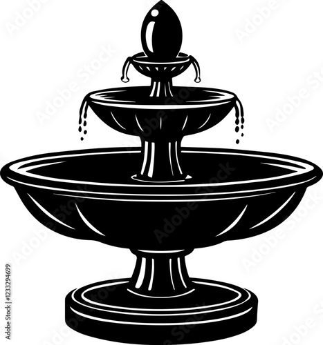 water fountain silhouette vector illustration