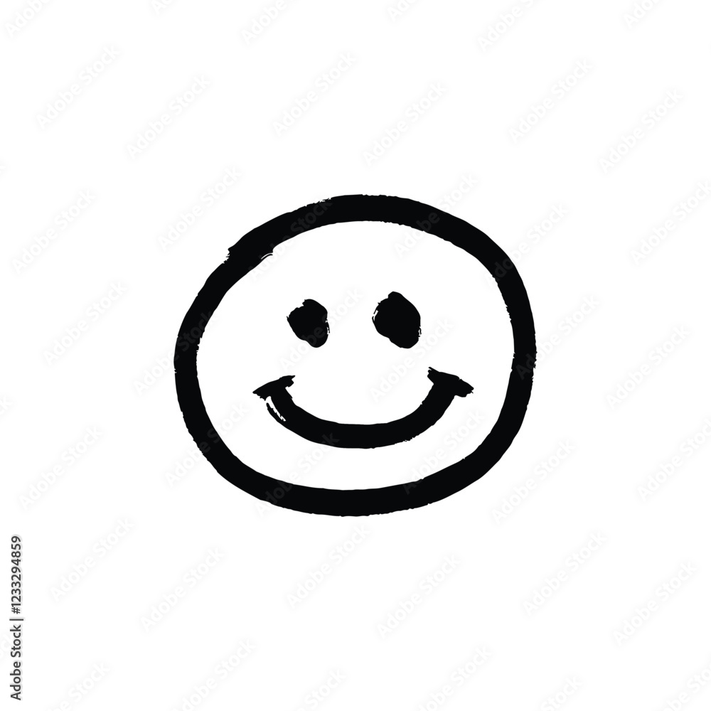 A Hand Painted Black Smiley Face Icon