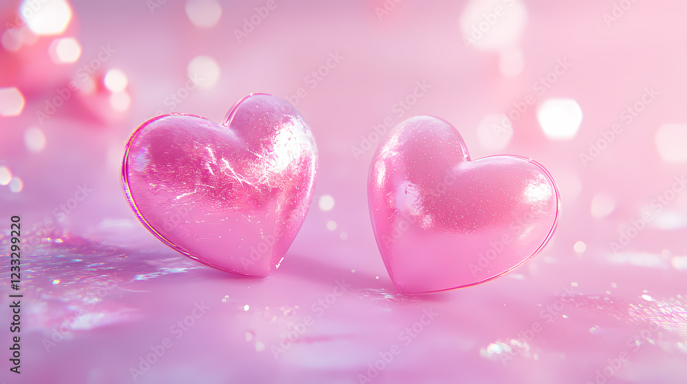 Obraz premium Romantic Hearts in Dreamy Glow