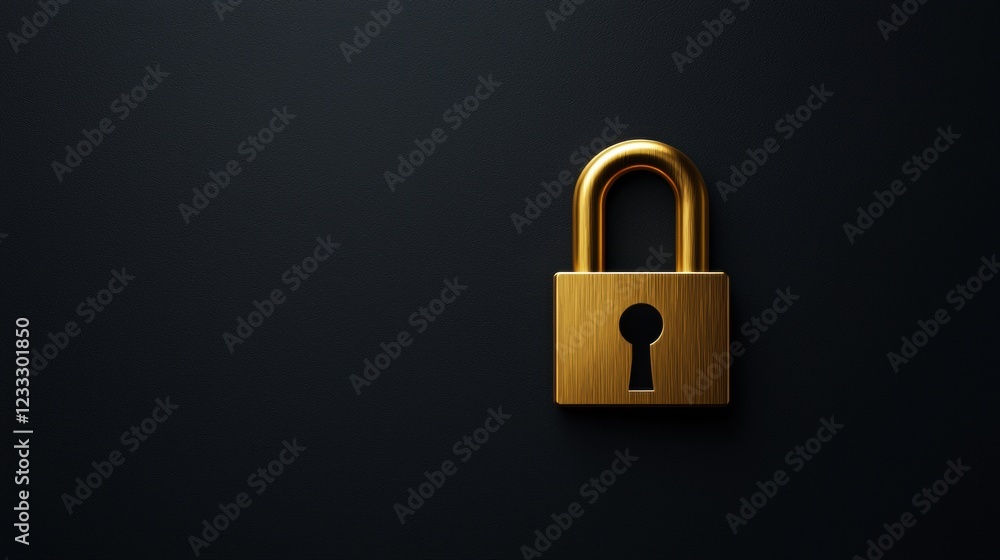 Fototapeta premium Golden padlock on a dark background