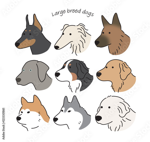 大型犬の顔アイコンセット2