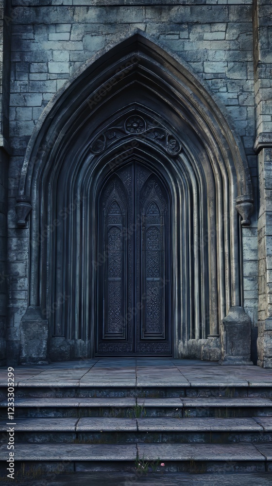 Ancient stone doorway, gothic arch Ancient stone doorway, gothic arch