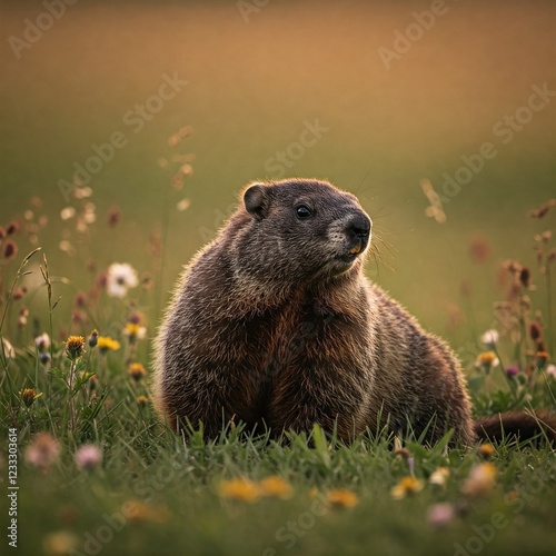 Groundhog in grass