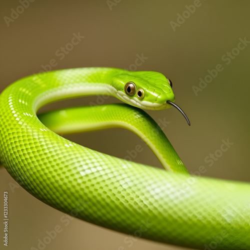 The Green Whip Snake or Western Whip Snake (Hierophis viridiflavus), snakes mating. photo