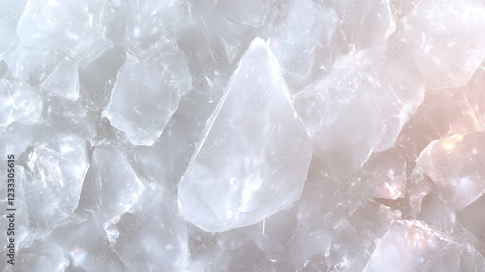 White Crystal Cluster Fragments Glimmering Light White Crystal Cluster Fragments Glimmering Light