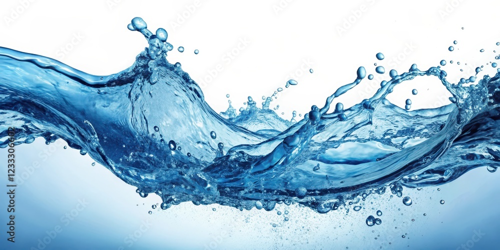 Fototapeta premium Abstract blue water splash with bubbles and ripples, water, blue, splash, abstract, bubbles, ripples, liquid, aqua, marine