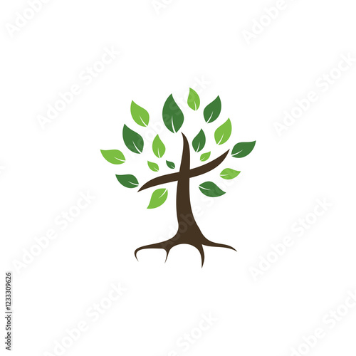 Tree religious cross symbol icon vector design.