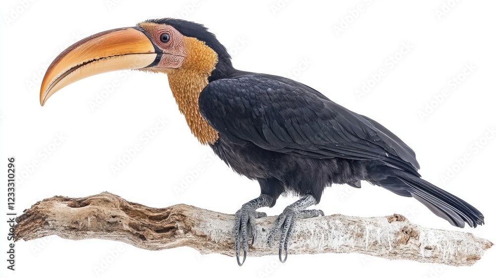 Fototapeta premium Knobbed hornbill (Rhyticeros cassidix) isolated on white background