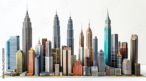 Kuala Lumpur skyscrapers Malaysia depicted against a white background