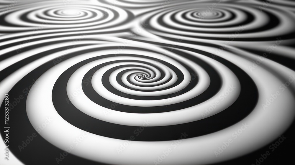 Abstract hypnotic swirling black and white spirals. Abstract hypnotic swirling black and white spirals.