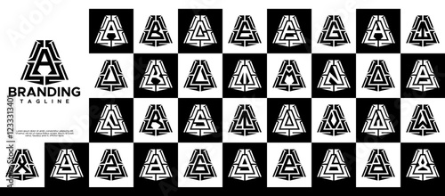 Modern line triangle monogram letter A-Z logo set