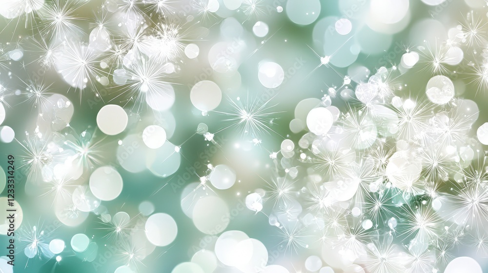Shimmering Bokeh Lights in Soft Green and White Background Shimmering Bokeh Lights in Soft Green and White Background