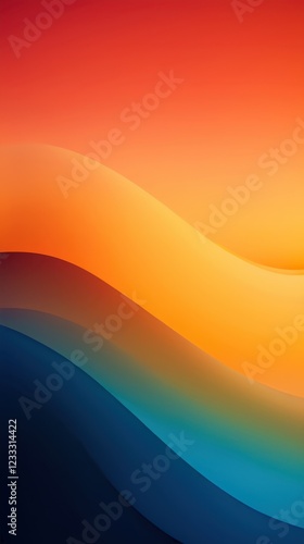 Flow of colors shifting from warm red to cool blue in a wave-like pattern 