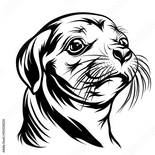 Wallpaper Mural Detailed Line Art Representation of a Curious Dog Head Torontodigital.ca