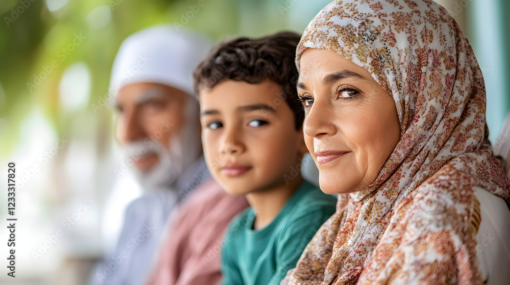 Fototapeta premium Muslim familysitting together, bonding during Ramadan.