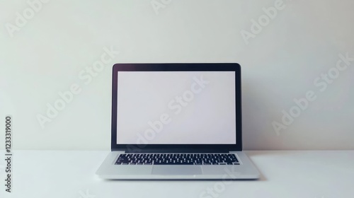 Laptop mockup with blank screen isolated on white background