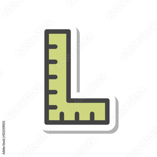 ステッカー工具類関連の単品アイコン　L字定規