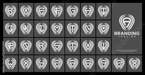 Simple sharp line pick shape letter A-Z logo set