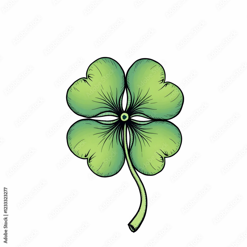 Vibrant Four Leaf Clover Symbolizing Luck and Prosperity in a Botanical Illustration Vibrant Four Leaf Clover Symbolizing Luck and Prosperity in a Botanical Illustration