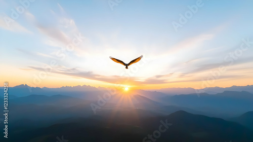 Wallpaper Mural Eagle soaring sunrise mountain landscape freedom Torontodigital.ca