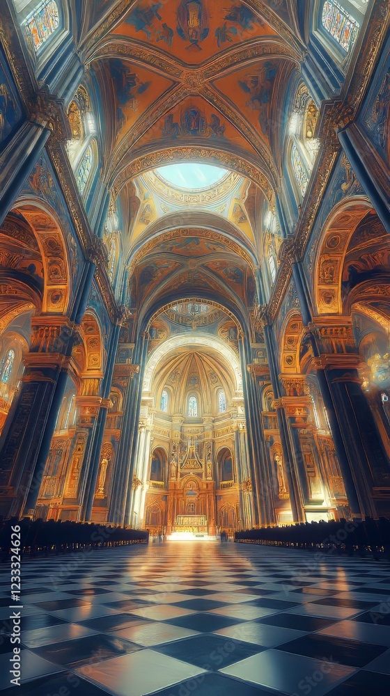 Fototapeta premium Grandiose church interior, ornate details