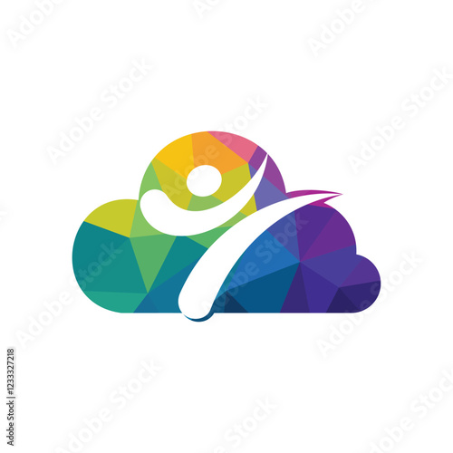 Karate sports with cloud vector logo design. Martial art logo concept.