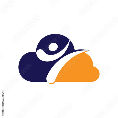 Karate sports with cloud vector logo design. Martial art logo concept.