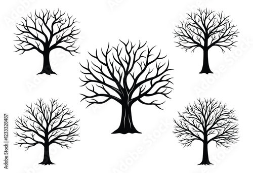 Winter tree silhouette collection