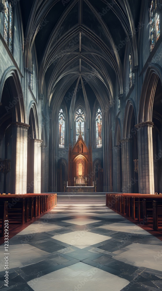 Fototapeta premium Grand cathedral interior, serene and majestic