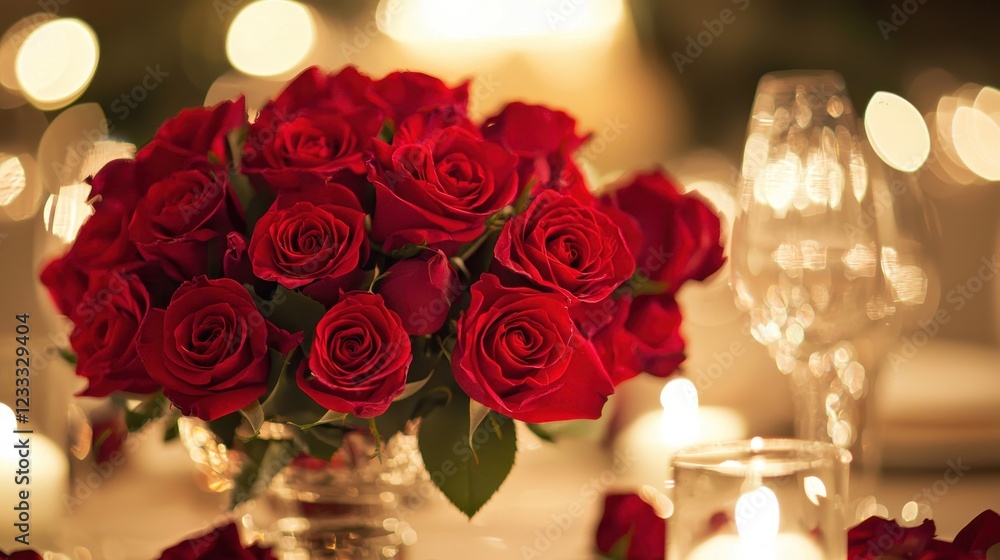Obraz premium Soft Music and Rose-Themed Centerpiece