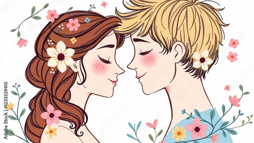 two girls with flowers two girls with flowers