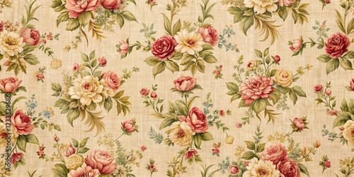 Vintage floral pattern on beige fabric background, floral, vintage, pattern, beige, fabric, background, retro, design