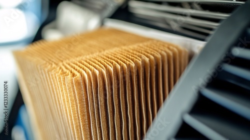 Close-Up of Air Filter with Pleated Material and Textured Surface