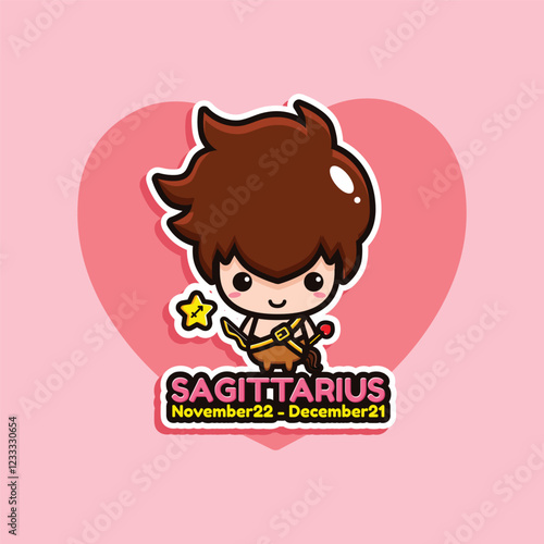 Cute Sagittarius chibi Character Illustration