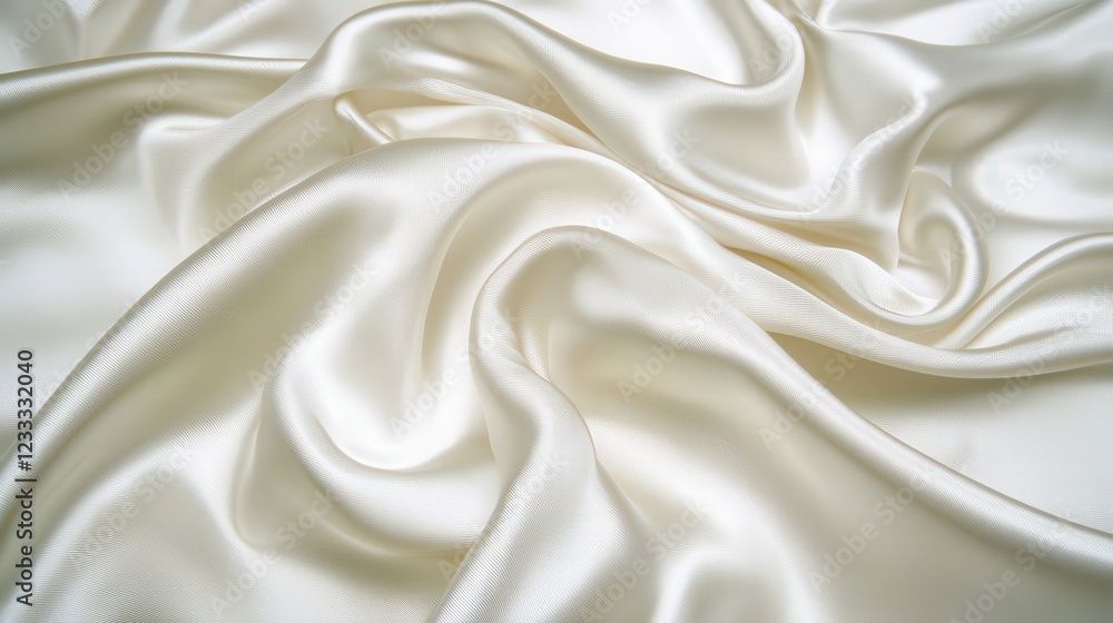 Soft and Smooth White Satin Fabric Draped Elegantly on Surface Soft and Smooth White Satin Fabric Draped Elegantly on Surface