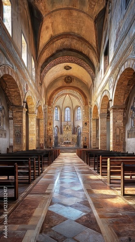 Ancient church interior  serene light