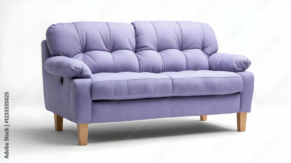 Obraz premium Lavender sofa, cushioned, studio shot, white background, home decor
