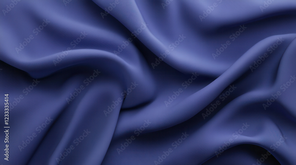 Obraz premium Blue Satin Drape: A rich, deep blue satin fabric forms luxurious, flowing folds, creating a sophisticated backdrop for your design projects. The soft light illuminates the smooth, lustrous surface.