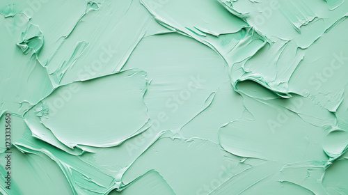 Mint Green Impasto Texture: A close-up shot reveals the rich texture of an impasto painting in a refreshing mint green hue. The thick.