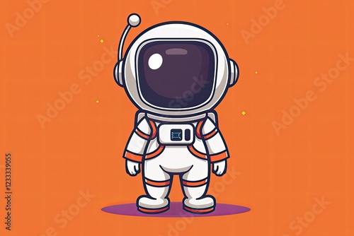 A cute astronaut, ready for adventure, drifting in space surrounded by a colorful galaxy and distant planets. photo